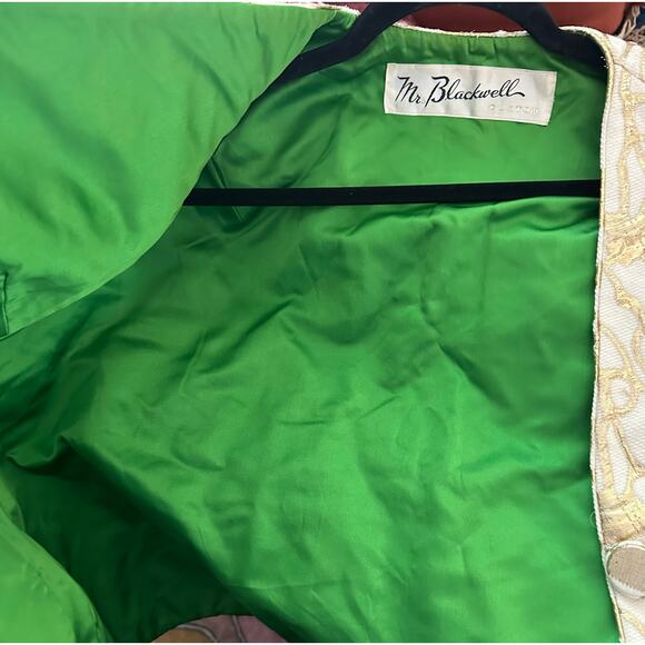 MR. BLACKWELL CUSTOM Vintage Gold Cream Satin-Lined Cape Capelet Jacket Wrap - Picture 4 of 8